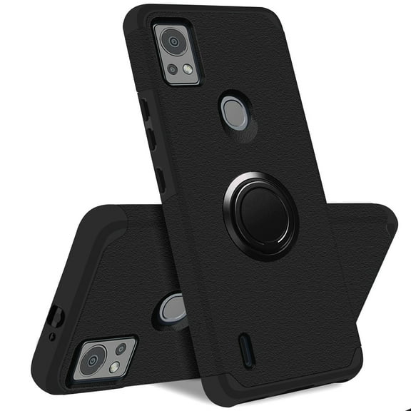 For AT&T Motivate 4 Kickstand Tough Hybrid with Built-in 360° Rotate Ring Stand Magnetic PC & TPU Slim Fit Shockproof Cover ,Xpm Phone Case [ Black ]