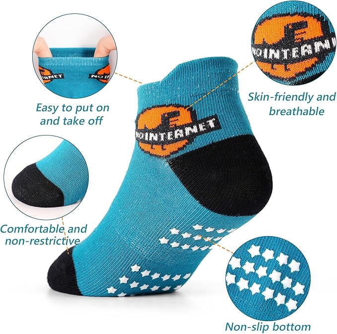 Toddler Baby Non Slip Ankle Socks with Grippers Kids Boys Girls Socks 12 Pairs for 1-7 Years Infant Children