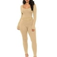 thumbnail image 2 of Elippeo Women Long Sleeve Bodycon Jumpsuits Square Neck Knitted Ribbed Rompers Workout Yoga One-Piece Bodysuit, 2 of 8