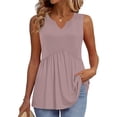 thumbnail image 5 of Women Tank Tops 2026 Summer Sleeveless Blouses V Neck Casual Loose Fit Flowy Shirts S-3X Pink S, 5 of 6