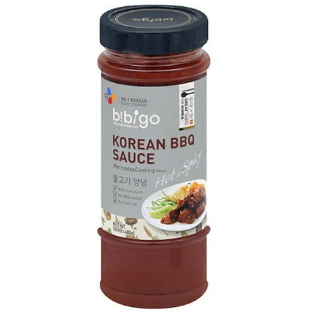 Bibigo Hot & Spicy Korean BBQ Sauce Marinade & Cooking Sauce, 16.9 oz, (Pack of