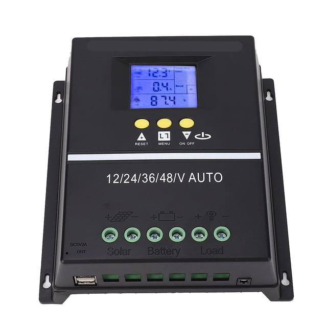 MPPT Solar Charge Controller, Dual USB Ports LCD Display Home Power Supply System MPPT Panel Regulator