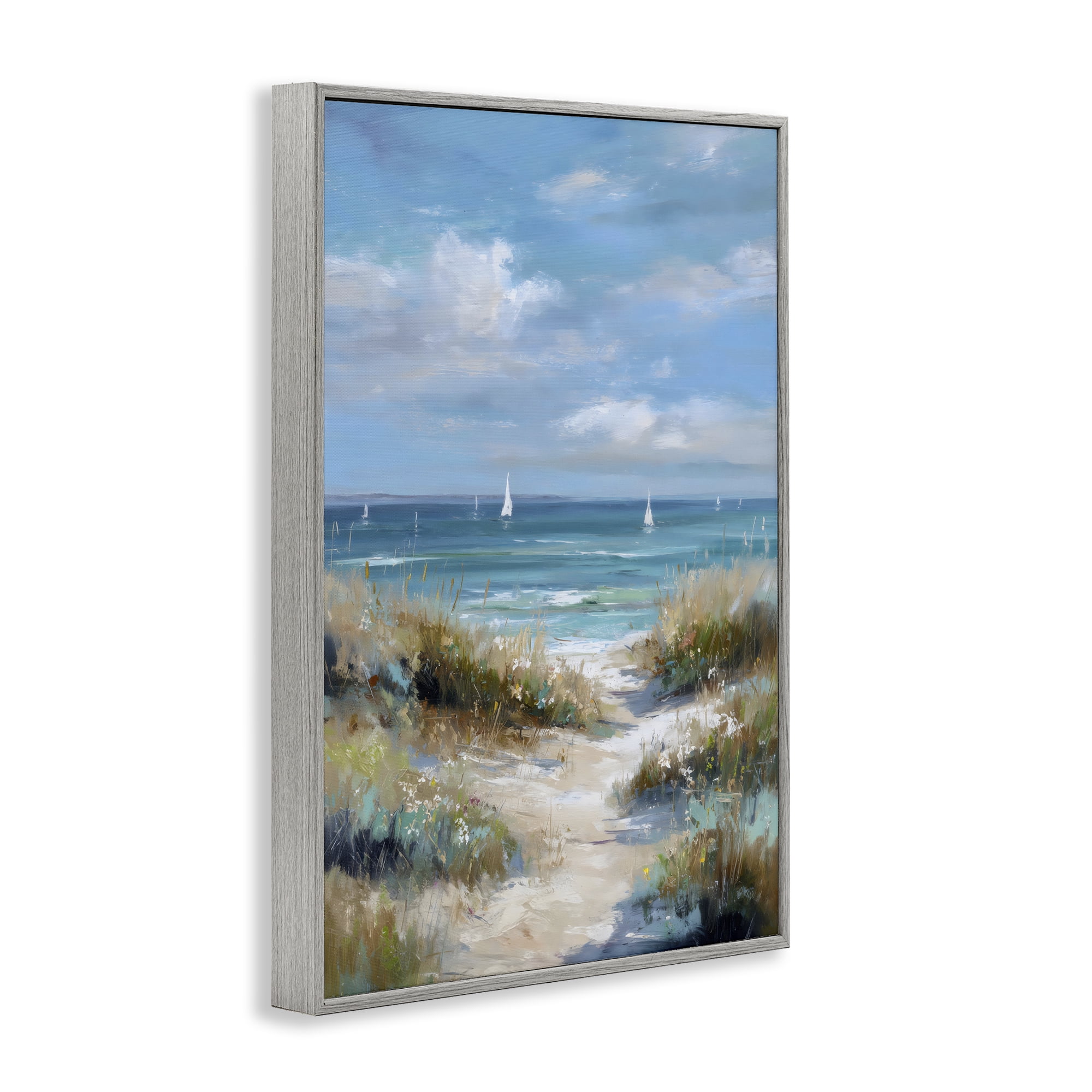 Stupell Industries Sailboat Path Impression Gray Framed Giclee Art, design by Petal Prints Design