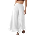 thumbnail image 3 of Women's Chiffon Pants Dressy High Waist Flowy Palazzo Pants Summer Boho Wide Leg Casual Trousers White S, 3 of 7