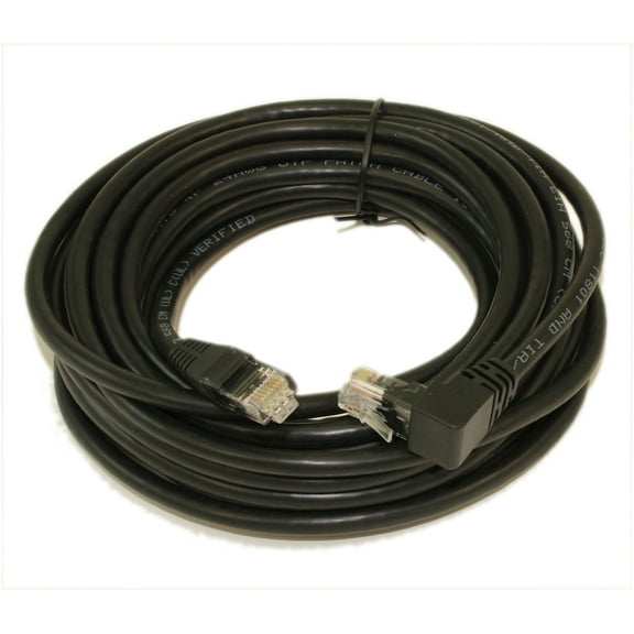 20ft Cat6 ANGLED-UP Ethernet RJ45 Patch Cable, NON-BOOTED, BLACK