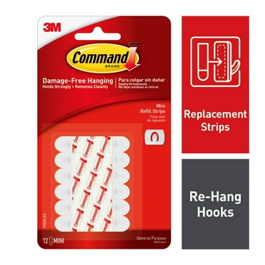 Command Decorating Clip Refill Strips, White, Mini, 12 Strips/Pack