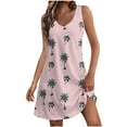 thumbnail image 2 of Ovzne Robes d'Été pour Femmes Robe d'Été Mode d'Été pour Femmes Plage Poche Imprimé Sans Manches Robe à Col en V Robe pour Femmes Imprimée Liquidation, 2 of 7