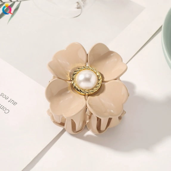 5-Piece Floral Design Hair Claw Clips Set - Elegant and Simple Hair Accessories for Daily Wear, Commuting, and Dates