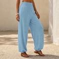 thumbnail image 5 of Aezemi Women High Waisted Sports Pants Loose Fit Elastic Waist Flowy Jogger Pants with Pockets Palazzo Womens Workout Fashion Casual Outdoor Trousers M, 5 of 8