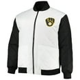 thumbnail image 4 of Men's White/Black Milwaukee Brewers Reversible Satin Full-Zip Jacket, 4 of 6