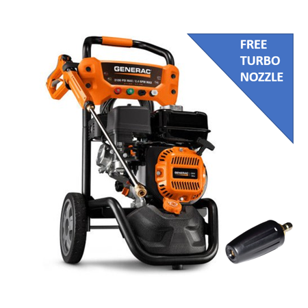 Generac 7019 196CC Gas 3,100 PSI 2.4 GPM Pressure Washer with Free Generac Turbo (Best Gas Pressure Washer For Home Use)