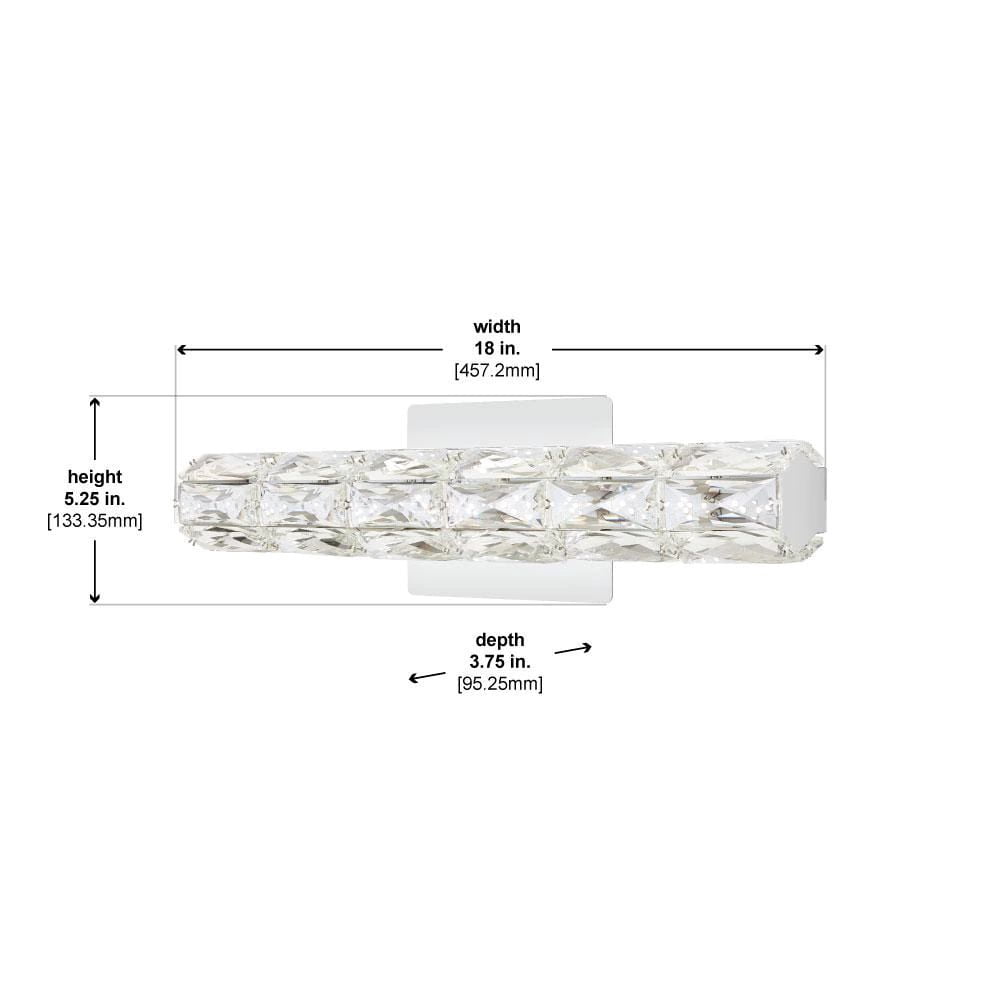 Keighley 18 in. Integrated LED Chrome Bathroom Vanity Light Fixture with Crystal Shade