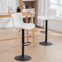 Kidol&Shellder Bar Stools Set of 2 White Adjustable Swivel High Back Counter Stools with Soft Cushion