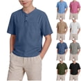 thumbnail image 1 of MKOSPLRT Boys Henley Shirts 5-15Y Kids Basic Solid Tops Short Sleeve Button Up T Shirts Lightweight Summer Tees with Pocket, 1 of 10