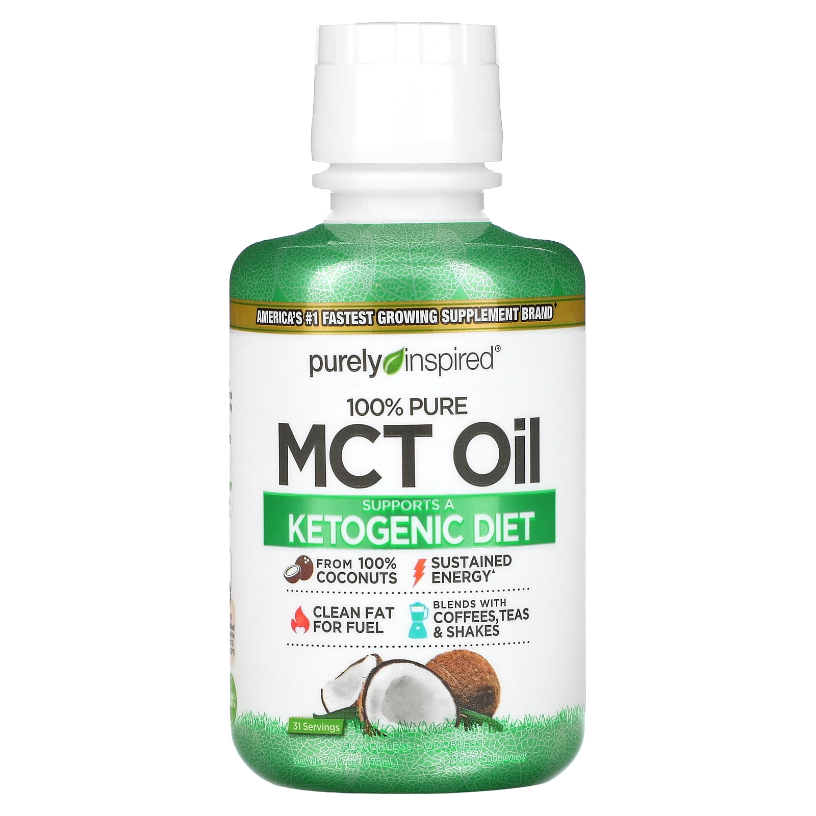 100 Pure MCT Oil, 16 fl oz (475 ml), Purely Inspired