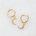 thumbnail image 2 of Huggie Hoop Earrings - Small Pave Crescent Moon Charm Dangle Round Cuff CZ Studs Tiny Crystal Mini Drop Loops, by Humble Chic NY, 2 of 7