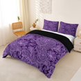 thumbnail image 3 of jejeloiu Rustic Paisley Duvet Cover King For Men Women,Lotus Print King Bedding,Purple Lilac,Black Reversible,3-Piece,1 Duvet Cover and 2 Pillowcases, 3 of 6