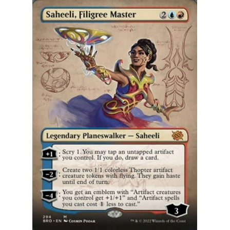 MtG The Brothers' War Mythic Rare Saheeli, Filigree Master (Borderless Planeswalker) #294