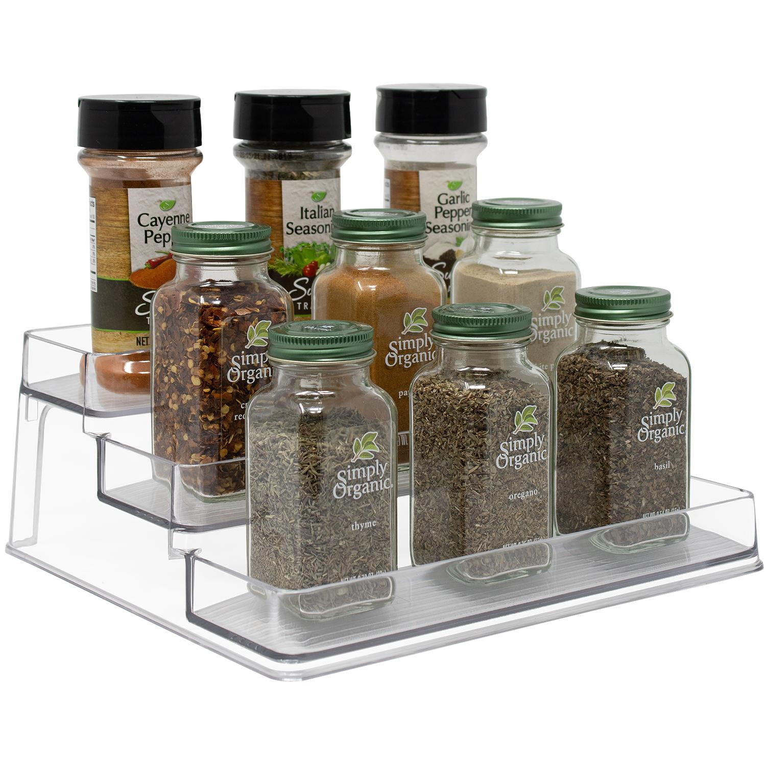 Sorbus Clear Acrylic 3 Tier Spice Rack Organizer Set, 2 Pack, Kitchen Pantry Storage Shelves