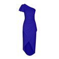 thumbnail image 4 of Wycnly Dresses for Women 2024 One Shoulder Ruffle Layer Irregular Wrap Hem Evening Party Formal Dresses Sleeveless Slash Neck Solid Summer Midi Sun Dress Blue S Clothes, 4 of 7