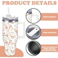 thumbnail image 3 of Fall Tumbler with Straw and Lid White Pumpkin Leaves Stainless Steel Travel Coffee Tumbler Cup with Handle for Autumn Thanksgiving Party Home Office Supplies, 3 of 6