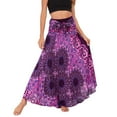 thumbnail image 2 of SWSMCLT Women's Boho Maxi Skirt Summer Beach Coverup Dress Flowy Swing Long Skirts Elastic Front Tie Waist Flowy Smocked High Waisted Pleated High Low Purple Patterned6 Small-X-Large, 2 of 5