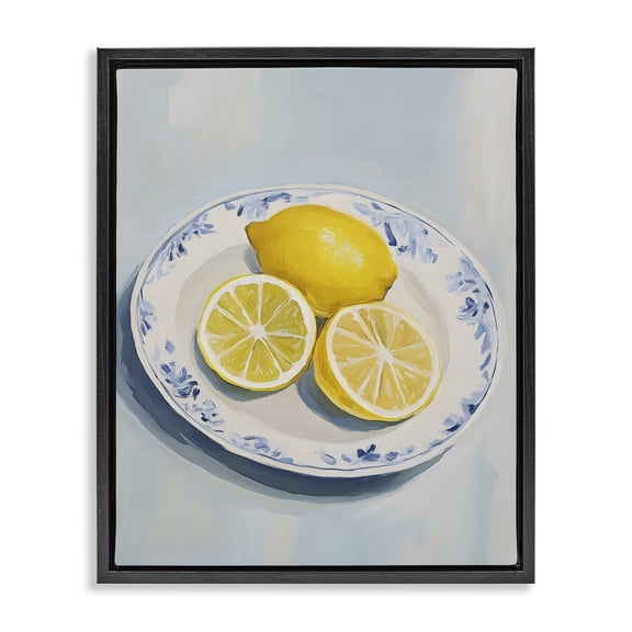 Stupell Industries Plate of Juicy Lemons Black Framed Floater Canvas Wall Art, design by The Prints Vibe