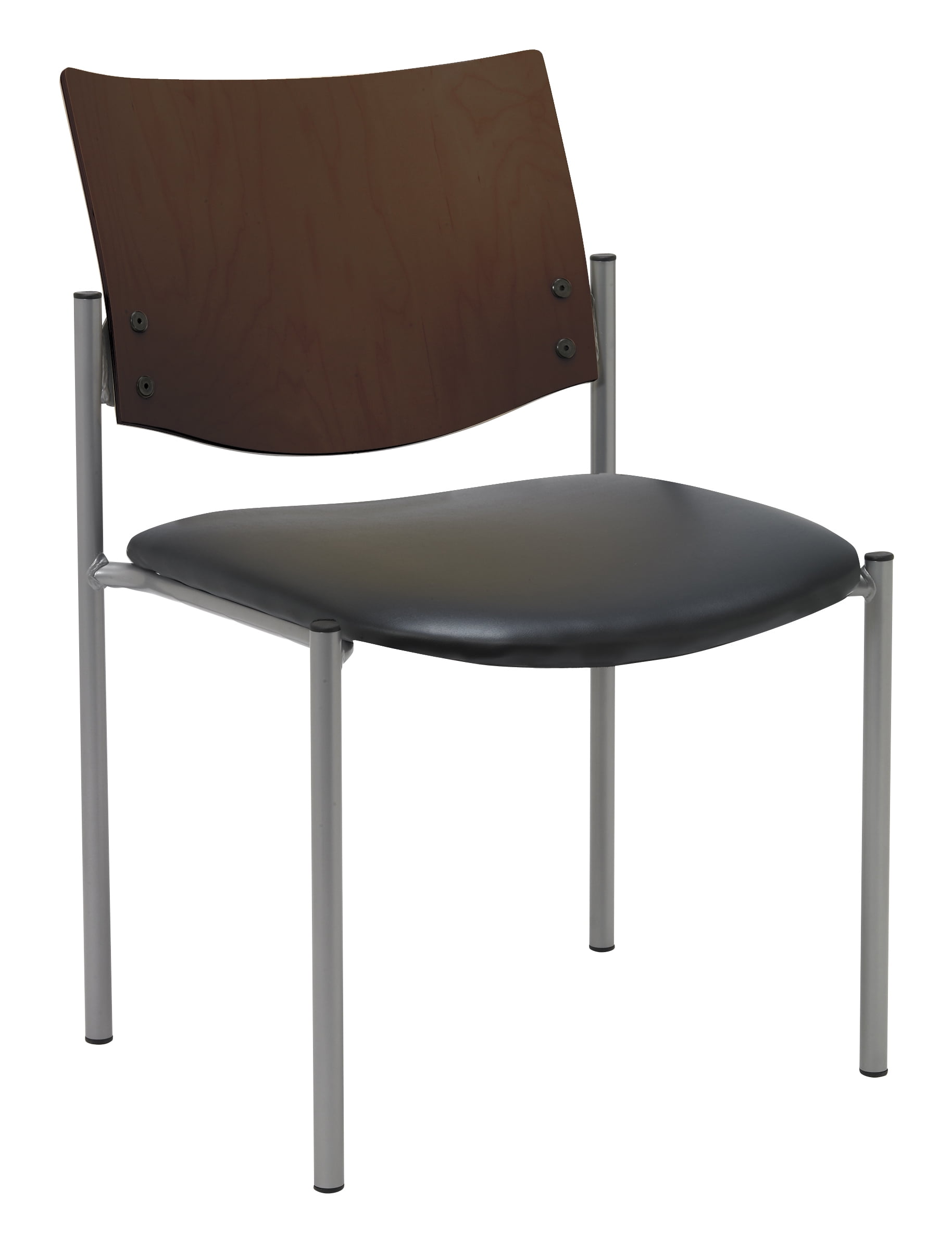 KFI Studios Evolve Dining Chair, Chocolate Wood Back, Black Vinyl Seat