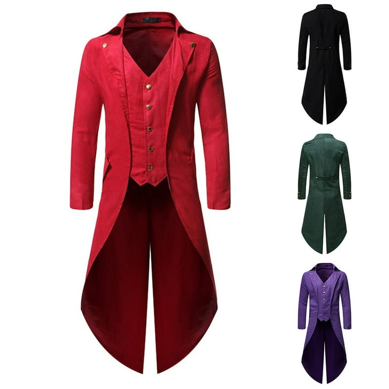 Men Steampunk Retro Victorian Punk Tailcoat Party Costume Coat