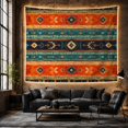 thumbnail image 6 of Geometric Diamond Motifs in Vibrant Horizontal Stripes, Energetic Boho for Southwest Decor Lovers, Woven Wall Art, Housewarming Gift Tapestry Wall Hanging for Living Room and Dorm, 6 of 7
