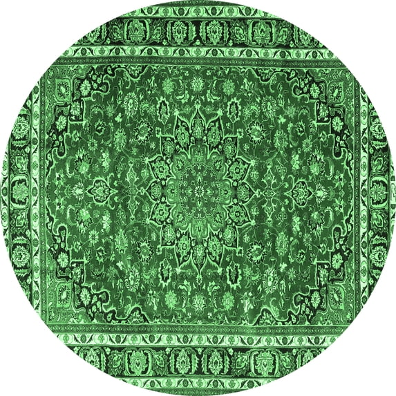 Ahgly Company Indoor Round Persian Emerald Green Traditional Area Rugs, 7' Round