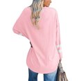 thumbnail image 3 of LUXUR T-shirt pour Femmes à Blocs de Couleur T-shirt à Manches Longues Tee Décontracté Hauts Col Rond Chandail Rose m, 3 of 3