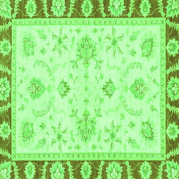 Ahgly Company Indoor Square Oriental Green Modern Area Rugs, 3' Square