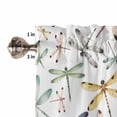 thumbnail image 5 of Half Window Curtain 36 Inches Long, Dragonfly Window Treatment Curtain Drapes, Watercolor Colorful Nature Painting Art Small Tier Curtains for Bathroom Over Sink, 27.5"x36", 2 Panels, 5 of 7