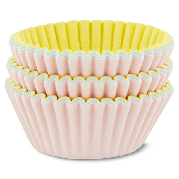 Great Value Cupcake Liners, Pink/Yellow/Blue, 96 Count