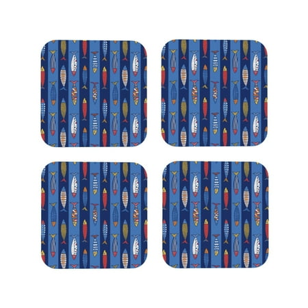 

Naloa Cute Fish Coasters for Set of 4 - PU Leather Coasters Coasters for Table Cup Tea Coffee Beer Decorative for Kitchen Homedecor (Round)