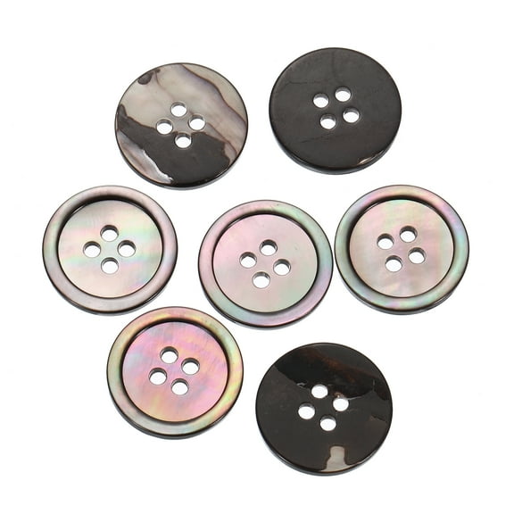 7Pcs Shell Buttons, 4 Hole Mother of Pearl Button 18mm Sewing Buttons, Black