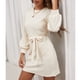 thumbnail image 2 of Vestido De Manga Larga, Patrón De Gofres, Vestido Con Cinturón Para Mujer, Transpirable Para Vacaciones Para Oficina Para Mujer ANGGREK Otros, 2 of 6