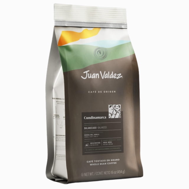 Juan Valdez | Café Cundinamarca en grano Fuerte y Tostado de Colombia, Línea Orígenes, Notas de naranja, miel y vainilla | Bolsa de 454 g