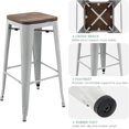thumbnail image 5 of YYEAN 30 Inch Metal Bar Stools with Square Solid Elm Wood Seat Top, Backless Stackable Industrial Barstools Set of 2-Pearl Silver, 5 of 11