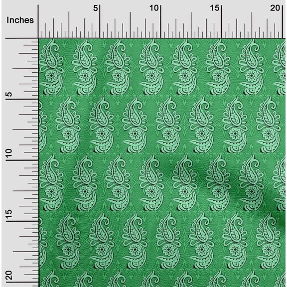 oneOone Cotton Poplin Twill Green Fabric Geometric,Paisley & Floral Block Diy Clothing Quilting Fabric Print Fabric By Yard 56 Inch Wide