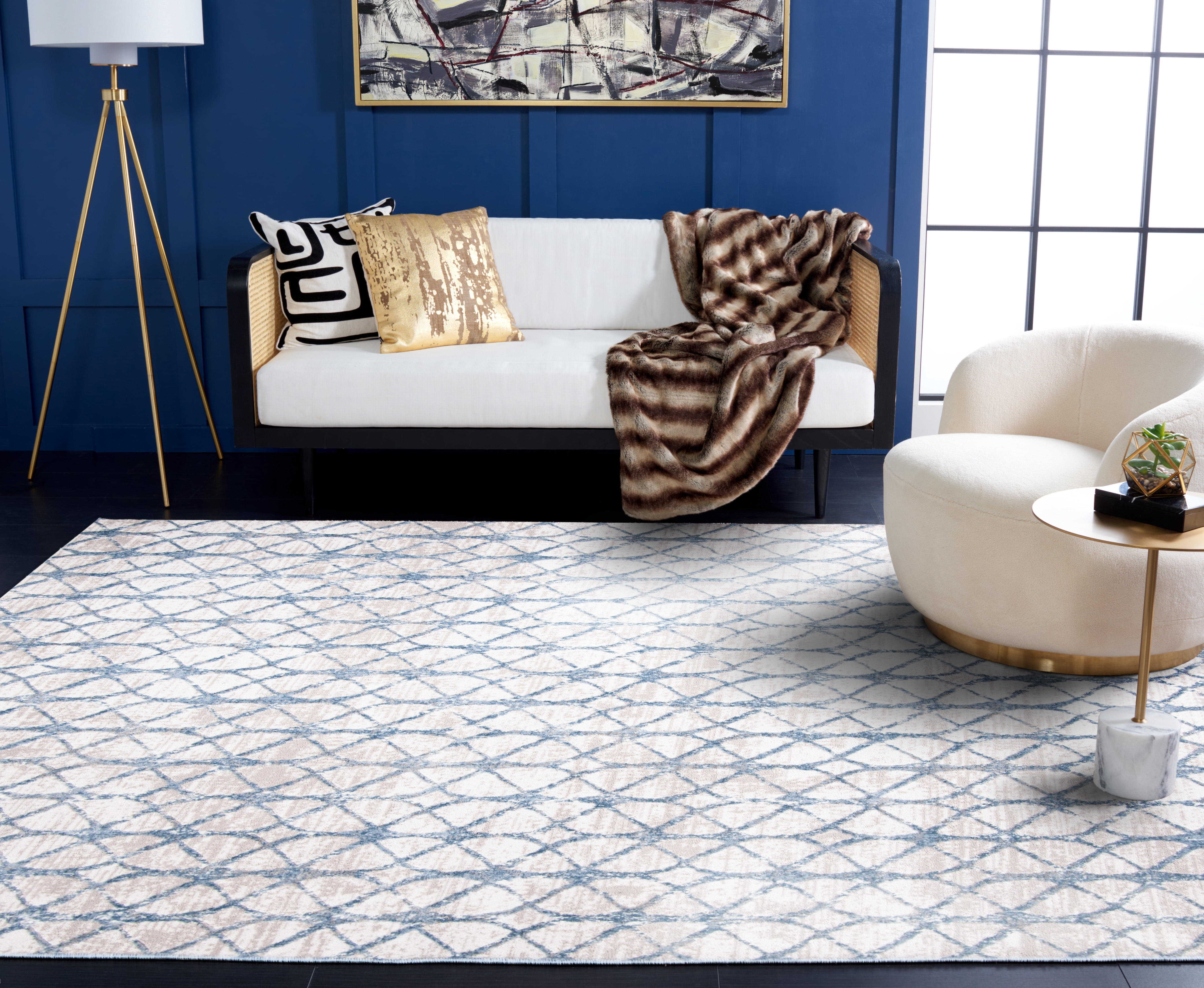 SAFAVIEH Amelia Floella Geometric Area Rug, Gray/Blue, 8' x 10'