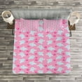 thumbnail image 3 of Ambesonne Animal Quilted Bedspread Set 3 Pcs, Girly Happy Animals, King Size, Pale Blue Pink, 3 of 3
