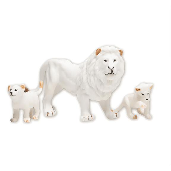 Zaga Toys, Wildlife Collection Action Figures, White Male Lion with Two Cubs