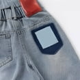 thumbnail image 3 of Krdevn Boys Retro Washed Denim Shorts, Casual Elastic Waist Loose Fit Summer Cargo Jeans,Blue,8-10 Years, 3 of 7