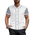 thumbnail image 2 of Striped Baseball Jersey Shirt for Men Stripes Baseball Shirts Sports Uniform, 2 of 5