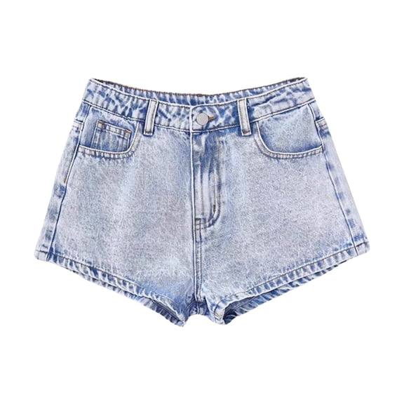 Denim Shorts Juniors Jean Shorts for Teen Girls Ripped Raw Hem High Waist Straight Leg Cute Summer Y2K Denim Shorts 13Y-16Y