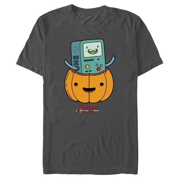 Men's Adventure Time Halloween BMO Jack-o'-lantern  Graphic Tee Charcoal 2X Large