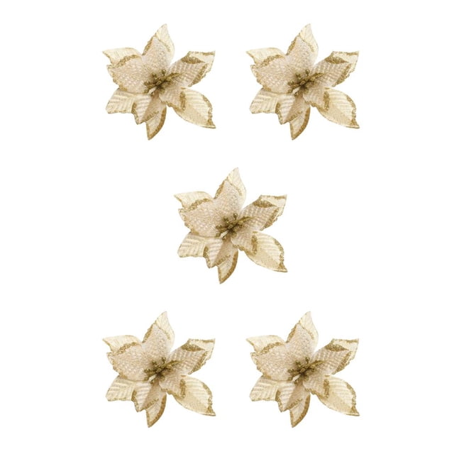 Billuyoard Pack of 10 Christmas Glitter Flowers Ornaments Heads Flower Decoration Year Garden Household New Festival Artificial Type5 NO5
