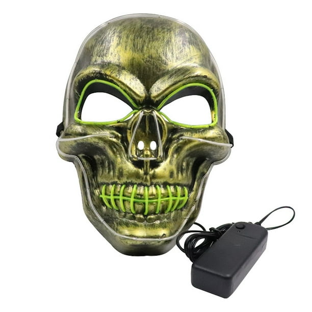 Máscara facial LED integral con forma de esqueleto, máscara aterradora, disfraz de cosplay